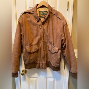 G-lll Vintage brown leather boomer jacket. Size 3XLT. 50” chest.
